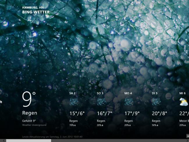 Windows 8 RP: Vorhersage in der Wetter-App